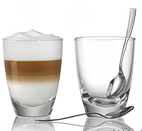 Latte Macciato Gläser mit Löffel, erhältlich in unserem Shop.
